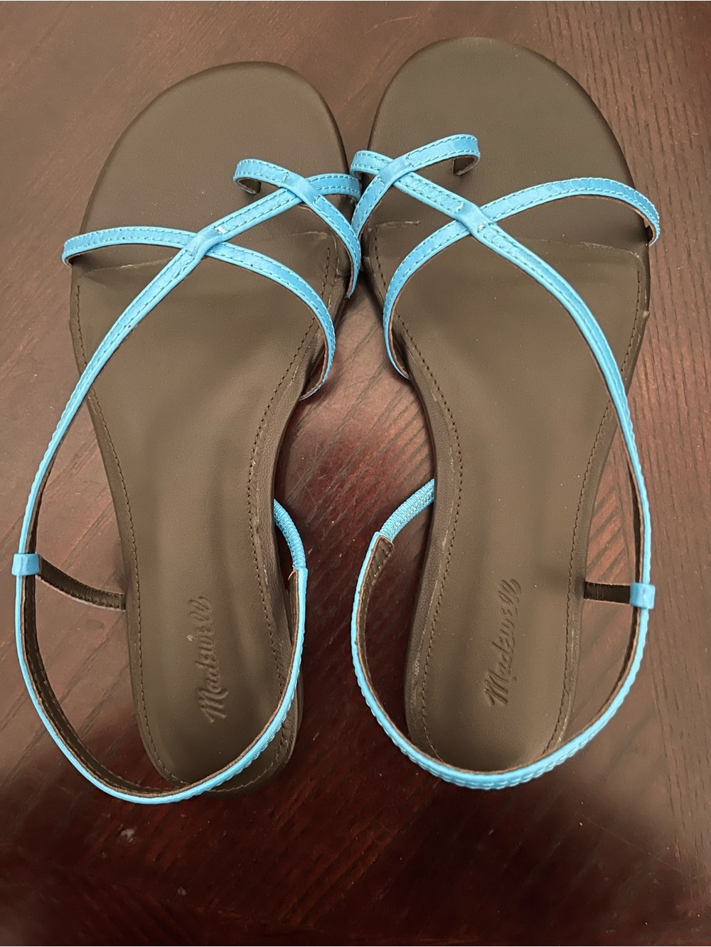 Madewell Tropical Blue Iggy Strappy Flat Sandals